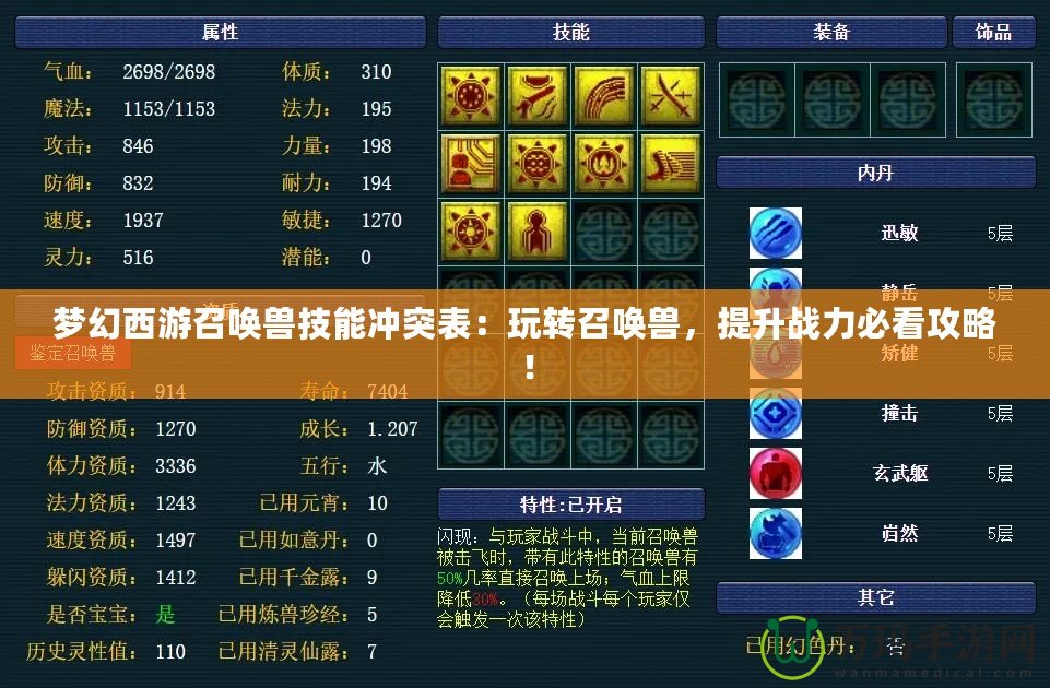 夢幻西游召喚獸技能沖突表：玩轉(zhuǎn)召喚獸，提升戰(zhàn)力必看攻略！