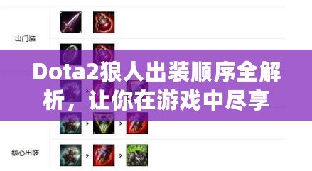 Dota2狼人出裝順序全解析，讓你在游戲中盡享強(qiáng)力擊殺！