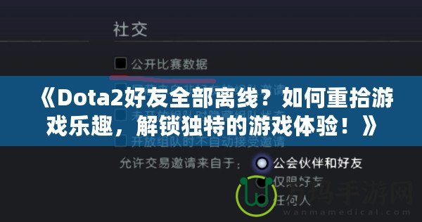 《Dota2好友全部離線(xiàn)？如何重拾游戲樂(lè)趣，解鎖獨(dú)特的游戲體驗(yàn)！》