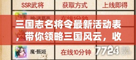 三國(guó)志名將令最新活動(dòng)表，帶你領(lǐng)略三國(guó)風(fēng)云，收獲絕世名將！