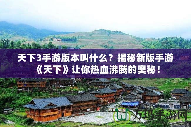 天下3手游版本叫什么？揭秘新版手游《天下》讓你熱血沸騰的奧秘！