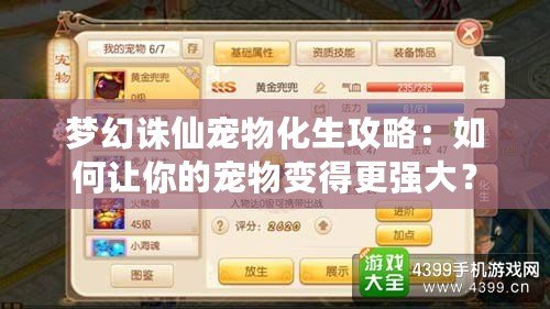 夢幻誅仙寵物化生攻略：如何讓你的寵物變得更強(qiáng)大？