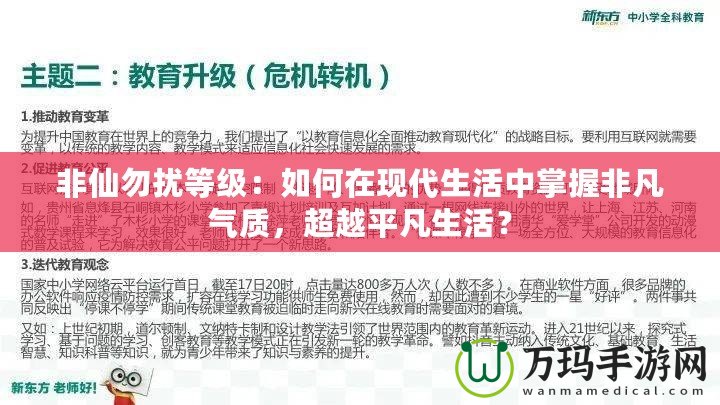 非仙勿擾等級：如何在現(xiàn)代生活中掌握非凡氣質(zhì)，超越平凡生活？