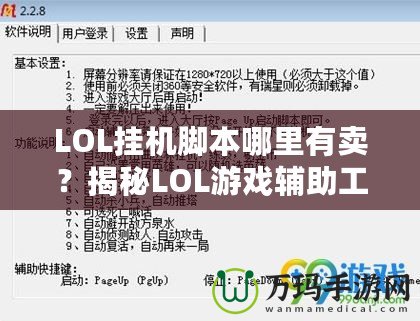 LOL掛機(jī)腳本哪里有賣？揭秘LOL游戲輔助工具的市場與選擇