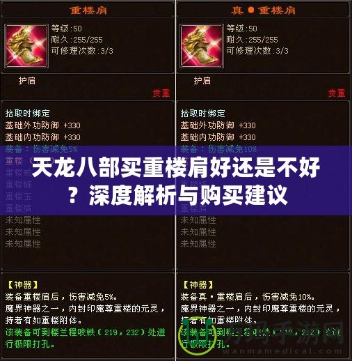 天龍八部買重樓肩好還是不好？深度解析與購買建議