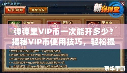 彈彈堂VIP幣一次能開多少？揭秘VIP幣使用技巧，輕松提升游戲體驗(yàn)！