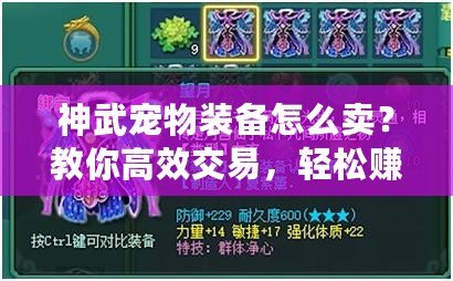 神武寵物裝備怎么賣？教你高效交易，輕松賺取豐厚利潤(rùn)！