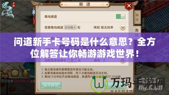 問道新手卡號碼是什么意思？全方位解答讓你暢游游戲世界！