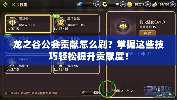 龍之谷公會(huì)貢獻(xiàn)怎么刷？掌握這些技巧輕松提升貢獻(xiàn)度！