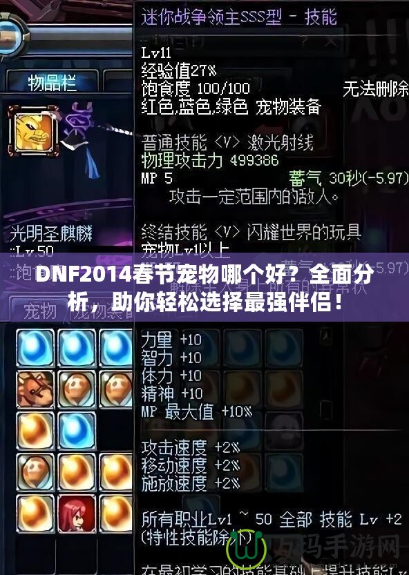 DNF2014春節(jié)寵物哪個(gè)好？全面分析，助你輕松選擇最強(qiáng)伴侶！