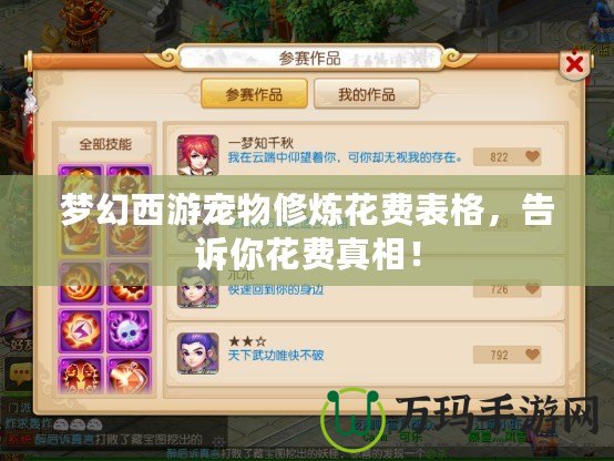 夢幻西游寵物修煉花費表格，告訴你花費真相！