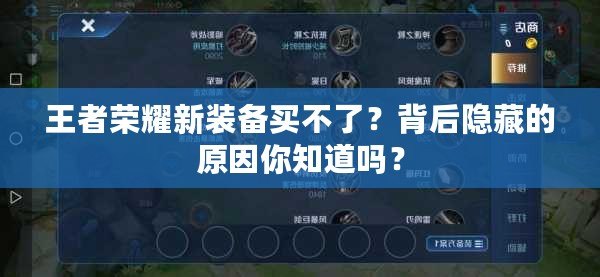 王者榮耀新裝備買(mǎi)不了？背后隱藏的原因你知道嗎？