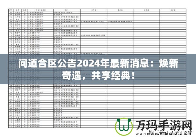 問(wèn)道合區(qū)公告2024年最新消息：煥新奇遇，共享經(jīng)典！