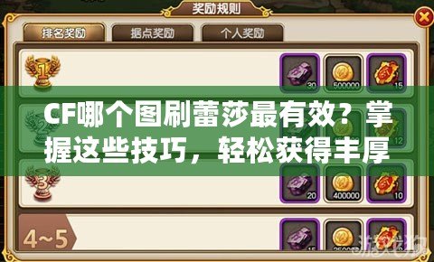 CF哪個圖刷蕾莎最有效？掌握這些技巧，輕松獲得豐厚獎勵！