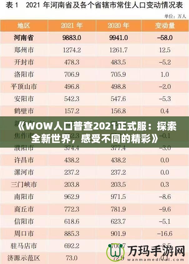 《WOW人口普查2021正式服：探索全新世界，感受不同的精彩》