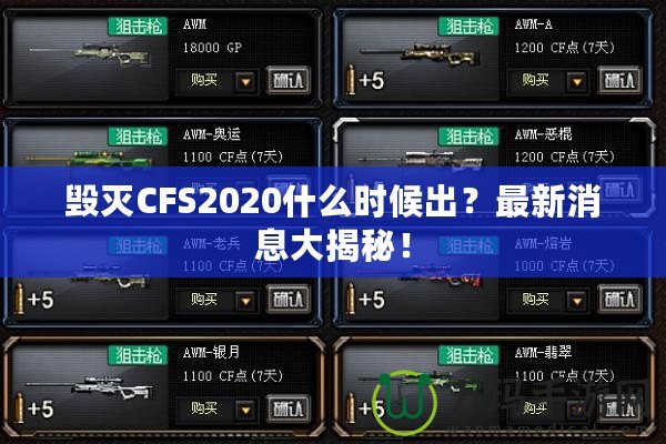 毀滅CFS2020什么時(shí)候出？最新消息大揭秘！