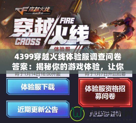 4399穿越火線體驗服調(diào)查問卷答案：揭秘你的游戲體驗，讓你成為CF高手的秘密武器！