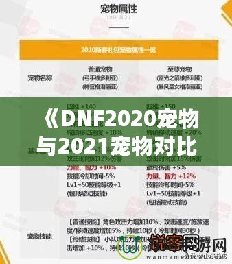 《DNF2020寵物與2021寵物對(duì)比分析，哪個(gè)更值得擁有？》