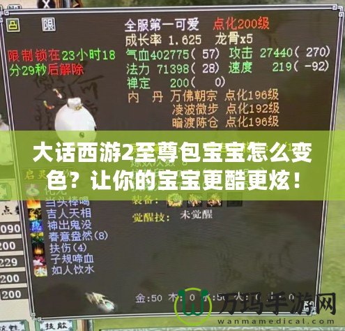 大話西游2至尊包寶寶怎么變色？讓你的寶寶更酷更炫！