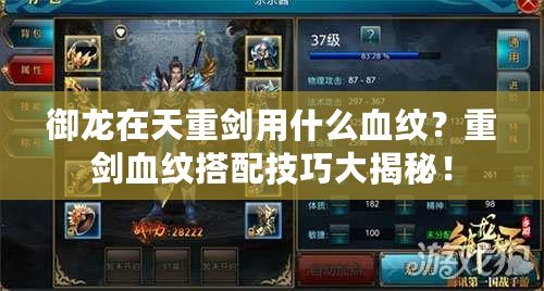 御龍在天重劍用什么血紋？重劍血紋搭配技巧大揭秘！