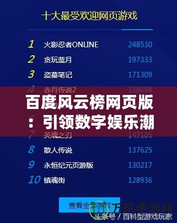百度風(fēng)云榜網(wǎng)頁(yè)版：引領(lǐng)數(shù)字娛樂(lè)潮流的新風(fēng)向標(biāo)