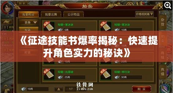 《征途技能書爆率揭秘：快速提升角色實力的秘訣》