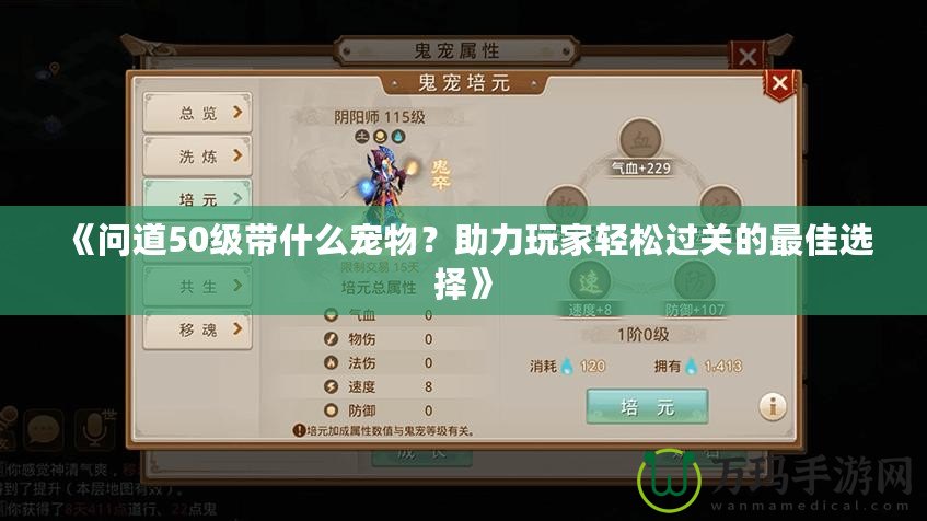 《問道50級帶什么寵物？助力玩家輕松過關的最佳選擇》