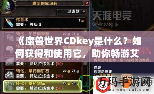 《魔獸世界CDkey是什么？如何獲得和使用它，助你暢游艾澤拉斯》