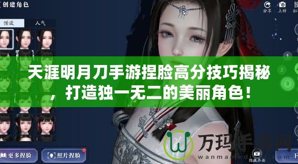 天涯明月刀手游捏臉高分技巧揭秘，打造獨一無二的美麗角色！