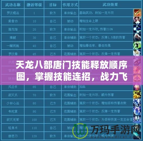 天龍八部唐門技能釋放順序圖，掌握技能連招，戰(zhàn)力飛躍！