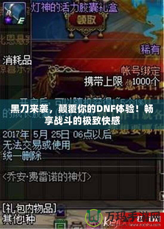 黑刀來襲，顛覆你的DNF體驗！暢享戰(zhàn)斗的極致快感