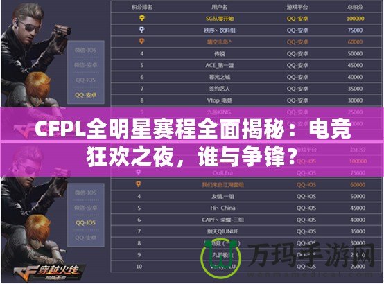 CFPL全明星賽程全面揭秘：電競狂歡之夜，誰與爭鋒？
