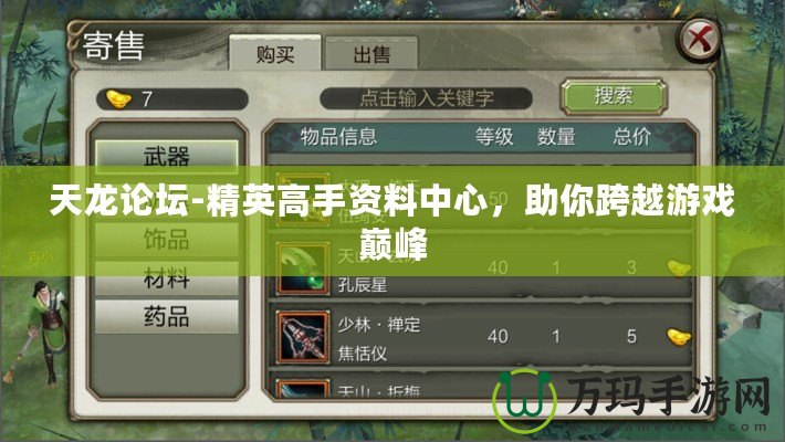 天龍論壇-精英高手資料中心，助你跨越游戲巔峰