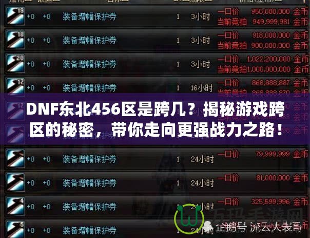DNF東北456區(qū)是跨幾？揭秘游戲跨區(qū)的秘密，帶你走向更強戰(zhàn)力之路！