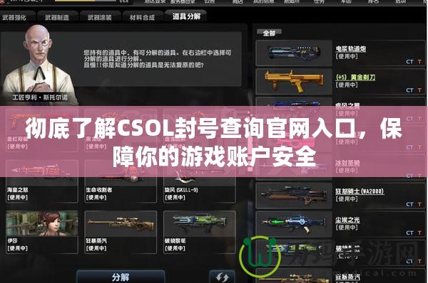 徹底了解CSOL封號查詢官網(wǎng)入口，保障你的游戲賬戶安全