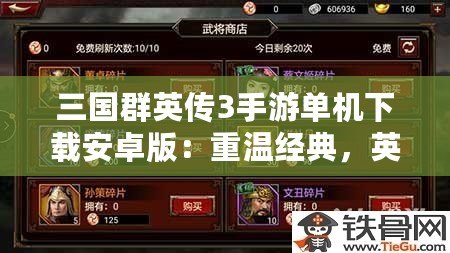 三國群英傳3手游單機下載安卓版：重溫經(jīng)典，英雄再起