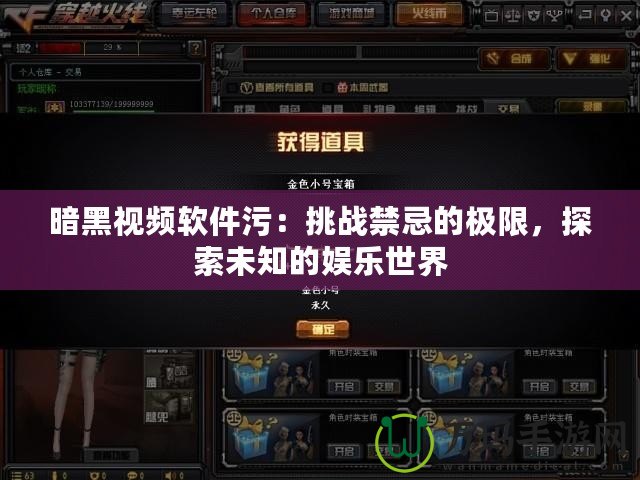 暗黑視頻軟件污：挑戰(zhàn)禁忌的極限，探索未知的娛樂世界