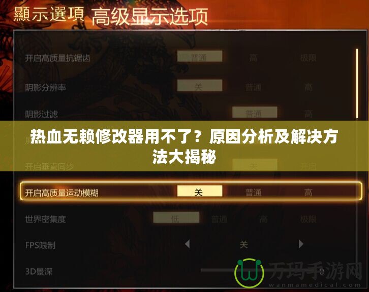 熱血無賴修改器用不了？原因分析及解決方法大揭秘