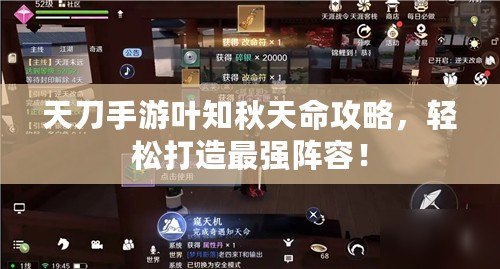 天刀手游葉知秋天命攻略，輕松打造最強(qiáng)陣容！